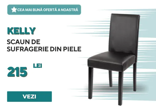 Scaun de sufragerie Kelly din piele neagră