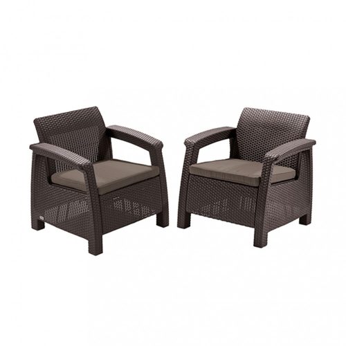 Set fotolii Corfu duo, maro, cu perne taupe calde