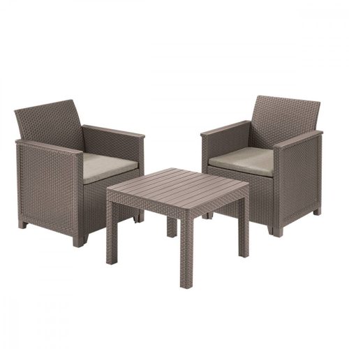 Set de mobilier de gradina din ratan Emma Balcony cu masa Chicago in culoarea cappuccino