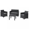 Set de mobilier de gradina Emma din ratan cu masa Chicago in culoarea grafit