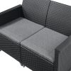 Set de mobilier de gradina Emma din ratan cu masa Chicago in culoarea grafit
