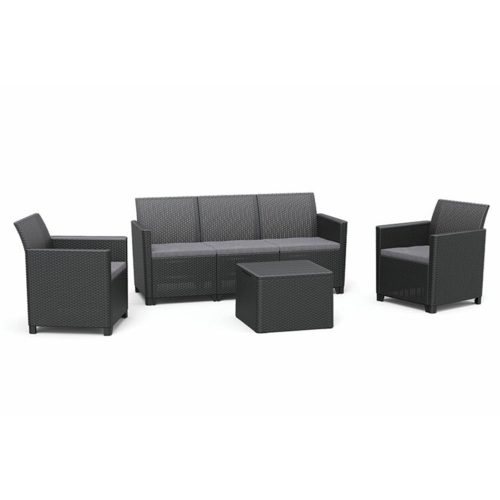 Set de mobilier de gradina Claire cu 5 locuri si masa cu perne, grafit
