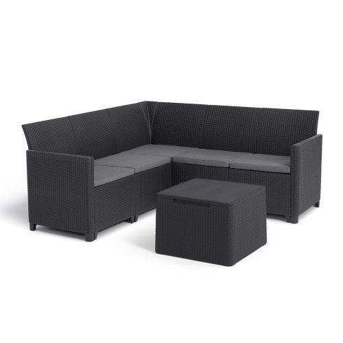 Set de colt de gradina Claire cu 5 locuri si masa cu perne, grafit