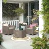 Set mobilier de gradina pentru balcon Elodie cu masa capitonata cappuccino