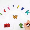 Alfabet din lemn cu imagini, joc educativ in limba engleza