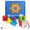 Jucarie de lemn Tangram cu forme creative, puzzle, 155 de bucati