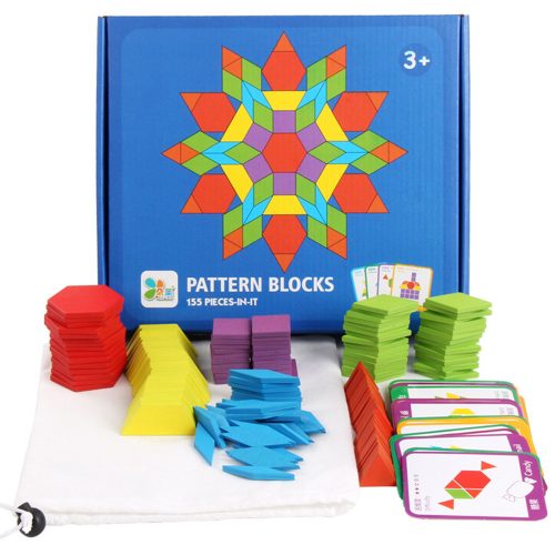 Jucarie de lemn Tangram cu forme creative, puzzle, 155 de bucati