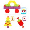 Jucarie de lemn Tangram cu forme creative, puzzle, 155 de bucati