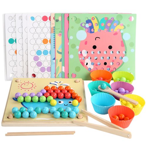 Puzzle cu bile, jucarie din lemn Montessori