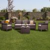 Set de mobilier de gradina Venus cu 5 locuri, maro
