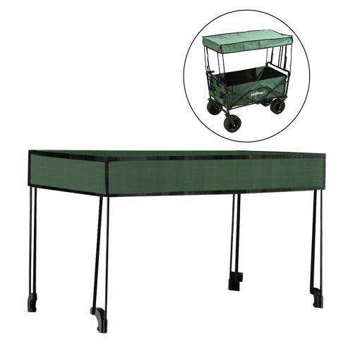 Carucior de plaja premium cu acoperis verde
