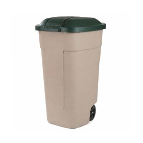 Coș de plastic pentru exterior 110l bej-verde