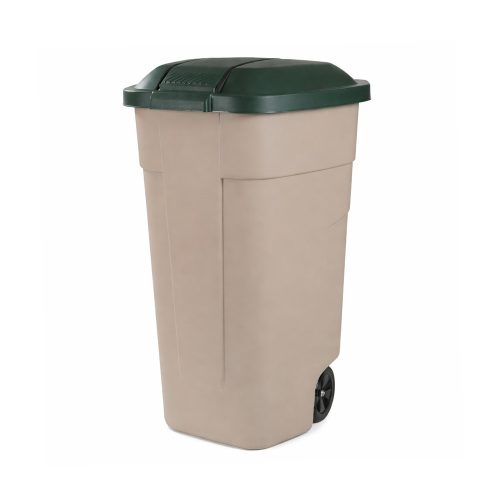 Coș de plastic pentru exterior 110l bej-verde