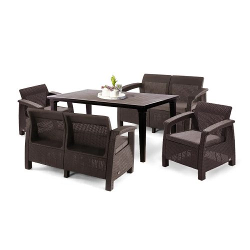 Set de mobilier de gradina Corfu Fiesta III cu masa Futura maro
