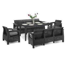 Set de mobilier de gradina Corfu Love max duo cu masa Futura grafit