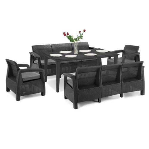 Set de mobilier de gradina Corfu Love max duo cu masa Futura grafit