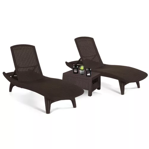 Set sezlonguri de gradina Pacific Duo Corfu cu masa maro