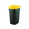 Cos de gunoi selectiv cu roti, negru/galben, 110L