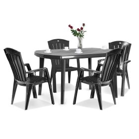 Set de mobilier de gradina Eltorini 4-1 in culoarea grafit