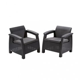 Set fotolii Corfu duo, culoare grafit, cu perna gri deschis