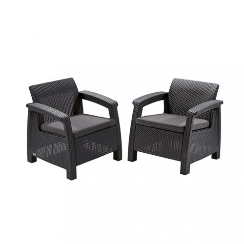 Set fotolii Corfu duo, culoare grafit, cu perna gri deschis