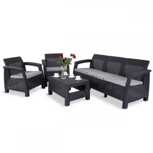 Set de mobilier de gradina Corfu Love duo in culoarea grafit