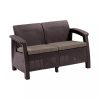 Set de mobilier de gradina Corfu, culoare maro, cu perne taupe calde