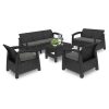 Set de mobilier de gradina Corfu max set, culoare grafit, cu perne gri deschis