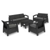 Set de mobilier de gradina Corfu max set, culoare grafit, cu perne gri deschis