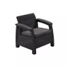 Set de mobilier de gradina Corfu, culoare grafit, cu perne gri deschis