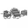 Set de mobilier de gradina Corfu, culoare grafit, cu perne gri deschis