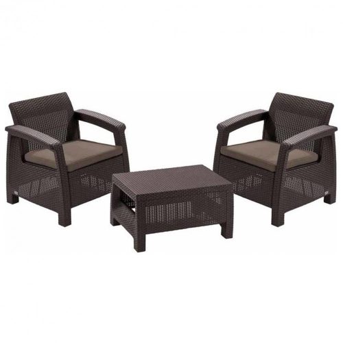Set de mobilier de gradina Corfu Weekend Set, culoare maro, cu perne taupe calde