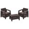 Set de mobilier de gradina Corfu Weekend Set, culoare maro, cu perne taupe calde