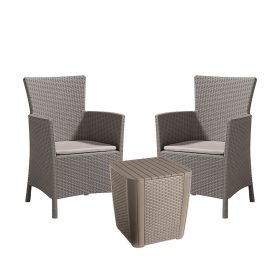 Set de mobilier de gradina pentru balcon Iowa II cu masa in culoarea cappuccino