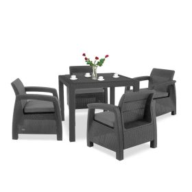 Set de mobilier de gradina Corfu Fiesta II cu 4-1 locuri, culoare grafit