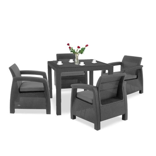 Set de mobilier de gradina Corfu Fiesta II cu 4-1 locuri, culoare grafit