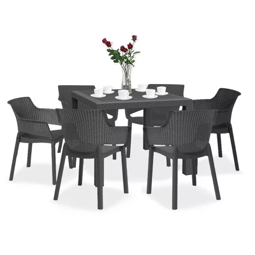 Set mobilier de gradina Evody Quartet 6-1, grafit