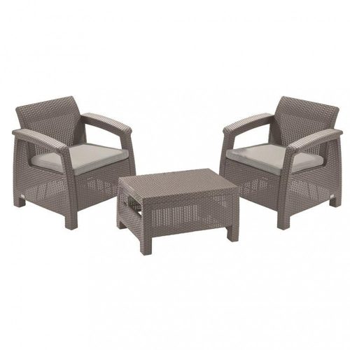 Set de mobilier de gradina Corfu Weekend, culoare cappuccino, cu perna nisip