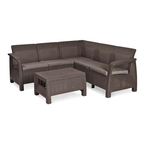 Set de mobilier de gradina Corfu Relax, maro, cu perne taupe calde
