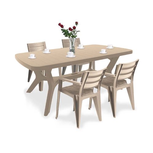 Set mobilier de gradina Juliemore 4-1, culoare cappuccino