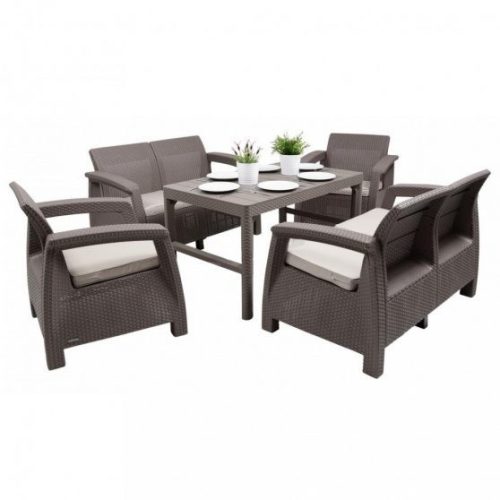Set de mobilier de gradina Corfu Large Lyon 6-1 in culoarea cappuccino