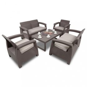 Set de mobilier de gradina Corfu Large II Lyon 6-1 in culoarea cappuccino