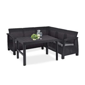 Canapea de colt mica Corfu relax cu masa Lyon grafit