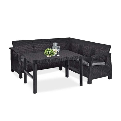 Canapea de colt mica Corfu relax cu masa Lyon grafit