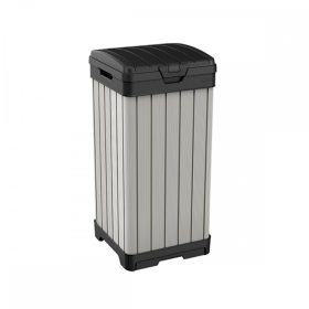 Cos de gunoi exterior din plastic cu aspect de lemn Rockford, maro, 125 l