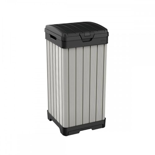 Cos de gunoi exterior din plastic cu aspect de lemn Rockford, maro, 125 l