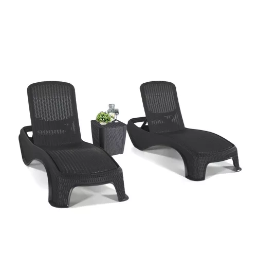 Set sezlonguri de gradina Atlantic Duo cu masa Luzon grafit