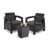 Set de mobilier de gradina Corfu duo cu masa Luzon grafit