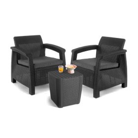 Set de mobilier de gradina Corfu duo cu masa Luzon grafit