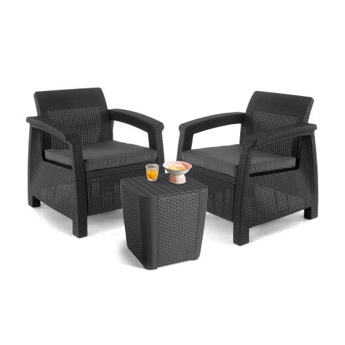 Set de mobilier de gradina Corfu duo cu masa Luzon grafit